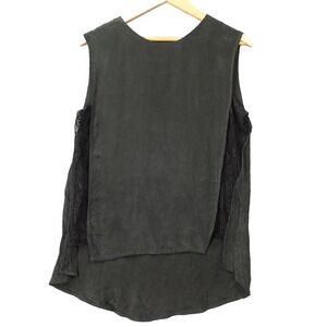 Indie Goth Tunic Tank Blouse Womens XS Black Whimsigoth Hi Low Lace Trim SEN‎ 1